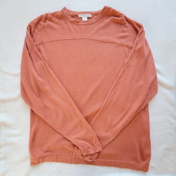 Vintage GEOFFREY BEENE Orange Silk Blend Sweater Size XL Crew Neck Preppy - Picture 1 of 9
